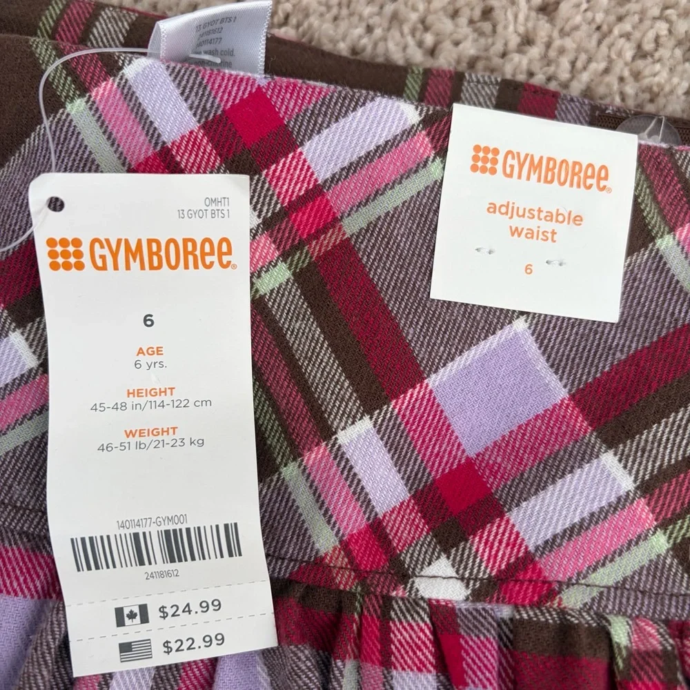Gymboree NWT Pink, Lavender and Brown Plaid Mini Skirt/Skort size 6